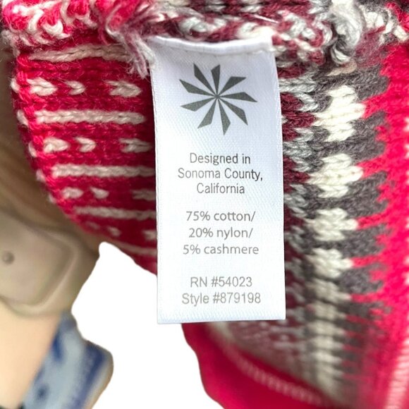 Athleta Size S Pink Cashmere Long Sleeve Round Neck Fair Isle Sweater Dress - Picture 7 of 8